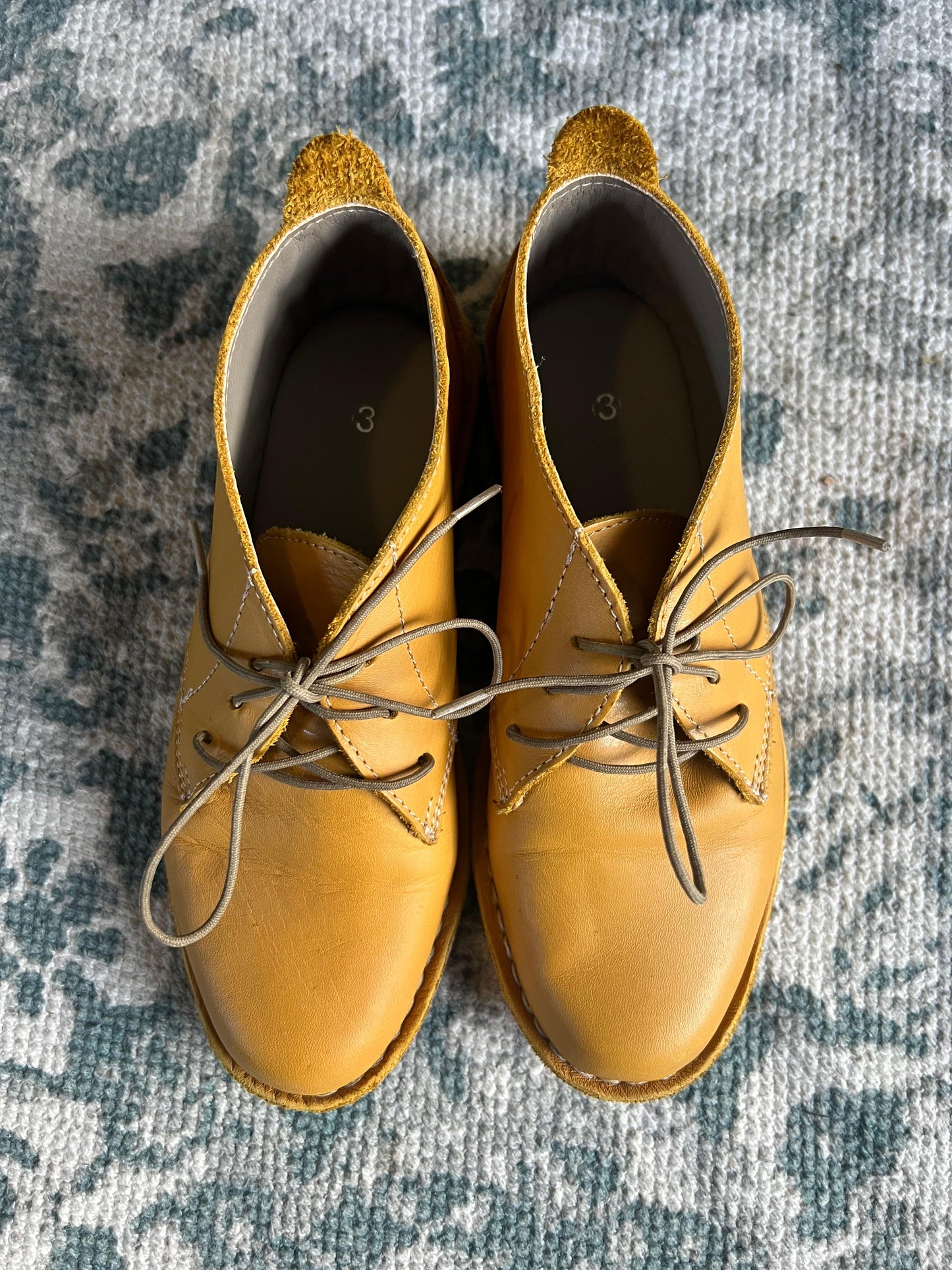 Women High Cut 100% Leather Vellies Mustard