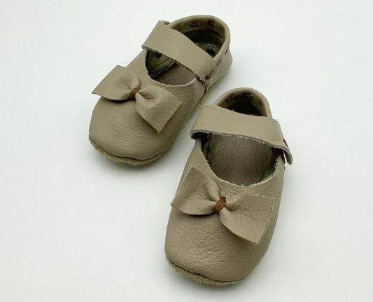 Mary-Jane Soft Sole - Nude with Bow