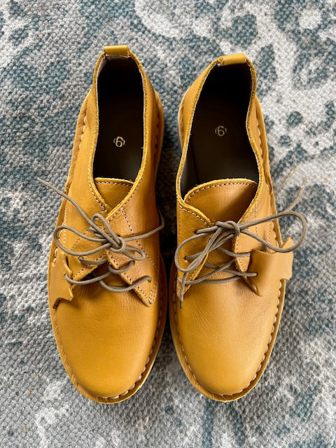 Women Low Cut 100% Leather Vellie Mustard