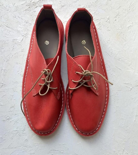 Women Low Cut 100% Leather Vellie Red