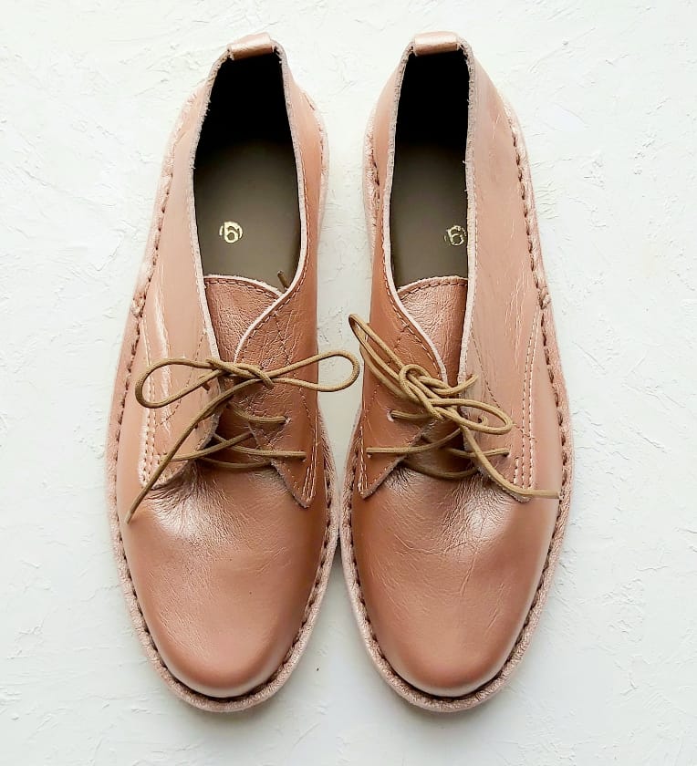 Women Low Cut 100% Leather Vellie Rose Gold
